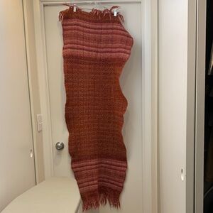 Hand Crafted Red and Pink Woven Fringe Scarf Wrap